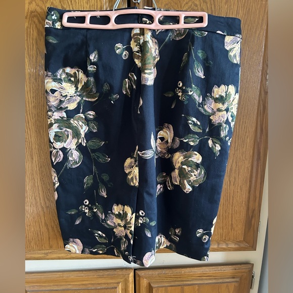J Crew Black Floral Pencil Skirt - Pink & Olive Print - Picture 3 of 4